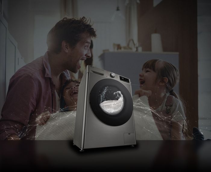 Пральна машина LG фронтальна, 11кг, 1400, A, 57см, дисплей, пара, інвертор, сріблястий