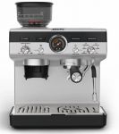 Кавоварка Krups ріжкова Precision+, 3.5л, вдубована кавомолка, ручний капучинатор, 15 бар, чорний-сірий