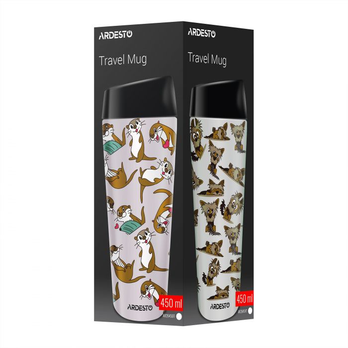 Термокухоль ARDESTO Coffee Time Yorkie 450мл, нержавіюча сталь, бежевий