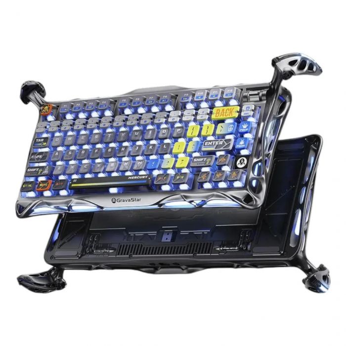 Клавіатура механічна GravaStar Mercury K1 Pro 80keys, GravaStar x Kailh Speedy Mint, BT/WL/USB, Interstellar Silver
