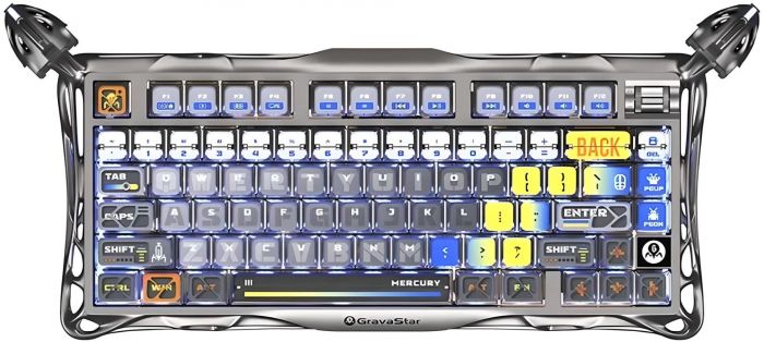 Клавіатура механічна GravaStar Mercury K1 Pro 80keys, GravaStar x Kailh Speedy Mint, BT/WL/USB, Interstellar Silver