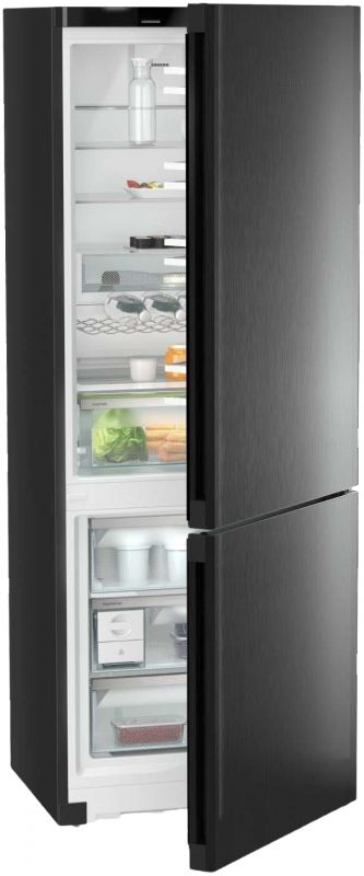 Холодильник Liebherr з нижн. мороз., 201.5x74.7х67.5, холод.відд.-346л, мороз.відд.-128л, 2дв., A++, NF, диспл внутр., чорний