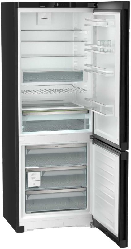 Холодильник Liebherr з нижн. мороз., 201.5x74.7х67.5, холод.відд.-346л, мороз.відд.-128л, 2дв., A++, NF, диспл внутр., чорний