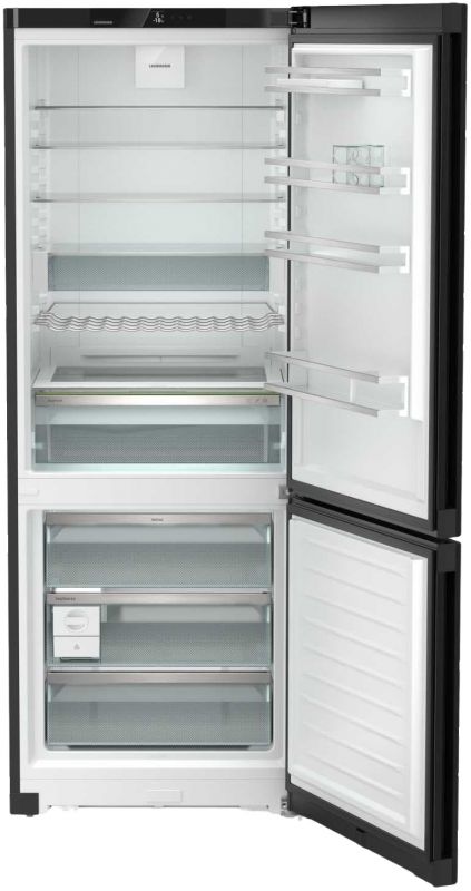 Холодильник Liebherr з нижн. мороз., 201.5x74.7х67.5, холод.відд.-346л, мороз.відд.-128л, 2дв., A++, NF, диспл внутр., чорний