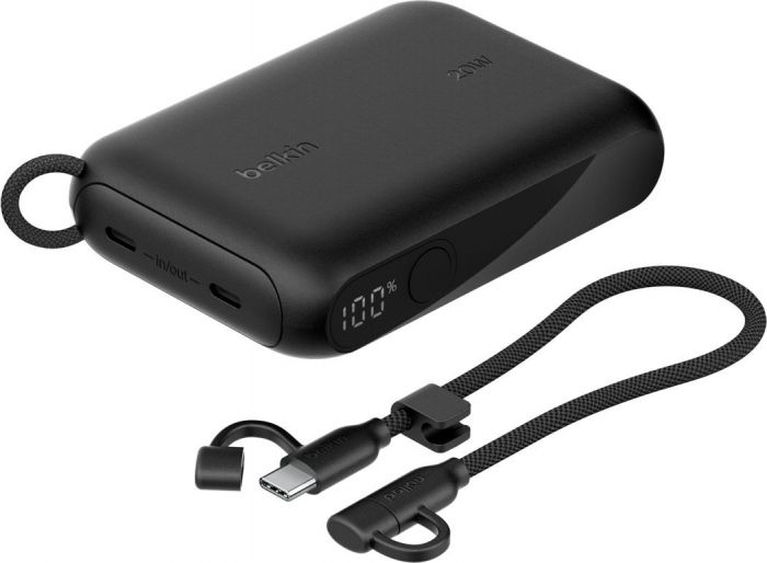 Акумулятор портативний літій-іонний Power Bank Belkin 10000мА·год, 20Вт, з дисплеєм, чорний