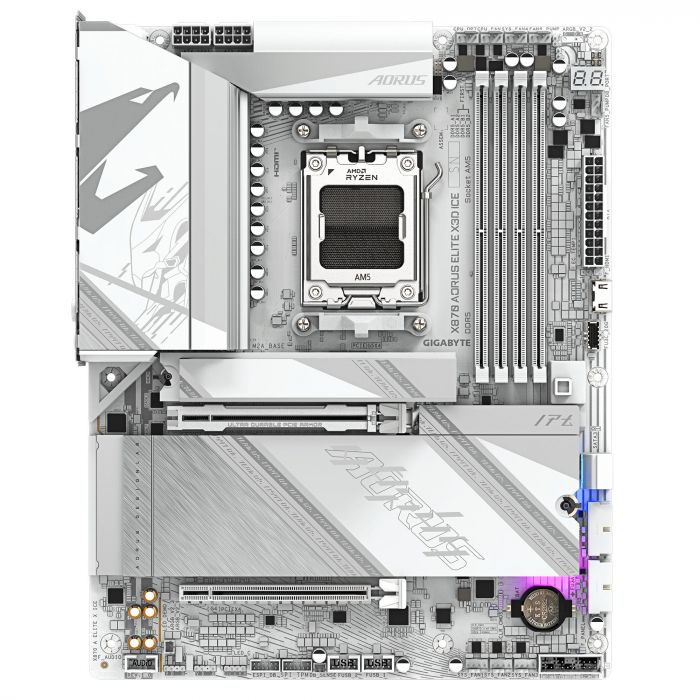Материнська плата GIGABYTE X870 A ELITE X3D ICE sAM5 X870 4xDDR5 M.2 Wi-Fi BT HDMI DP ATX