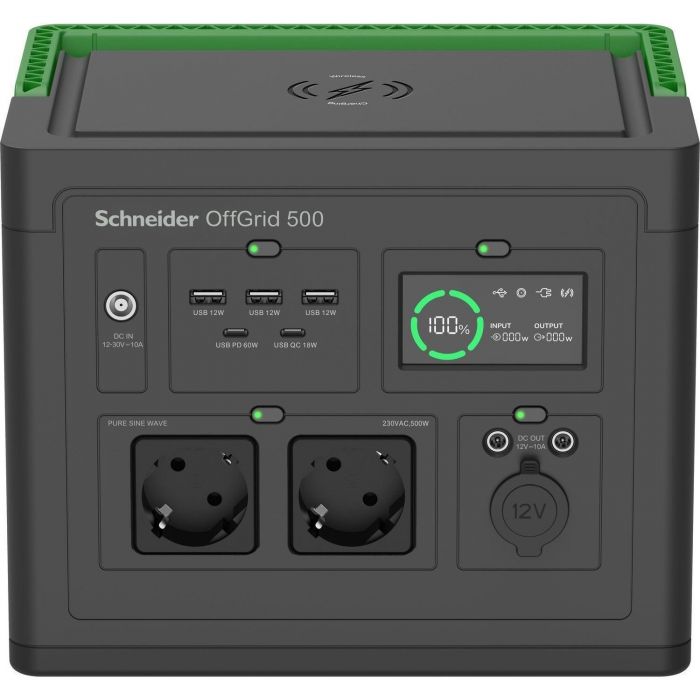 Портативна електростанція Schneider Electric OffGrid Portable Power Station 500, 500 Вт, 517 Вт/год, Wireless Charge