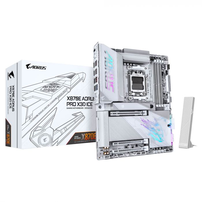 Материнська плата GIGABYTE X870E A PRO X3D ICE sAM5 X870 4xDDR5 M.2 Wi-Fi BT HDMI DP ITX