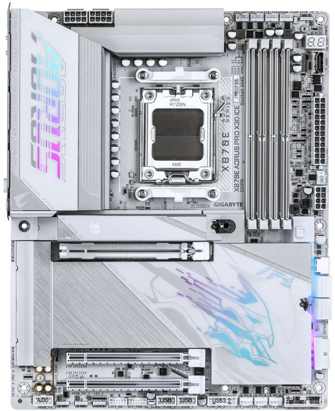 Материнська плата GIGABYTE X870E A PRO X3D ICE sAM5 X870 4xDDR5 M.2 Wi-Fi BT HDMI DP ITX