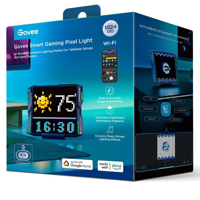 Піксельний єкран Govee H8630 LED Gaming Pixel Light 32x32 Pixels, RGBIC, WI-FI/Bluetooth, сірий