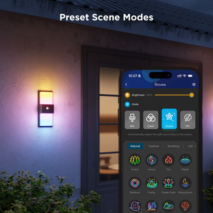 Світильник Govee H7078 Smart Outdoor Wall light, RGBICWW, IP65, WI-FI/Bluetooth, білий