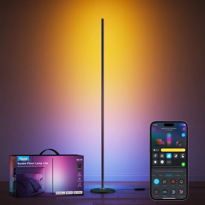 Торшер розумний Govee H8076 Govee Floor Lamp lite, 1000Lm, RGBWW+RGBIC+WW, WI-FI/Bluetooth, чорний