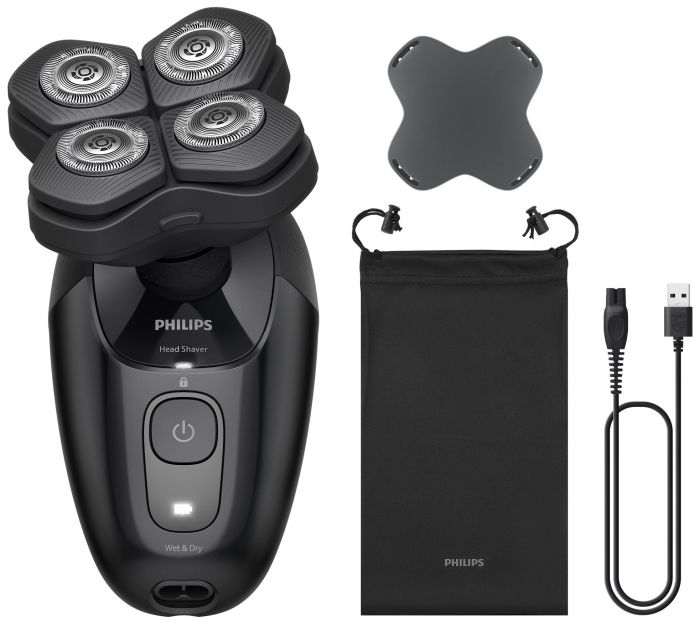 Бритва електр. для голови  Philips роторна Pro Series 5000, бритв.головок-4, Li-Ion, сух.+волог., чорний