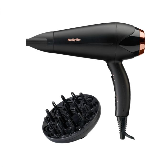 Фен Babyliss DC, 2200Вт, 3 режими, дифузор, іоніз-я, хол. обдув, чорний
