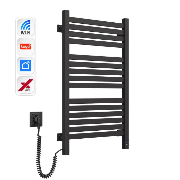 Рушникосушка Navin електрична Авангард Х, 800х480х71мм, Wi-Fi, сталь, чорний муар, ліве підключення