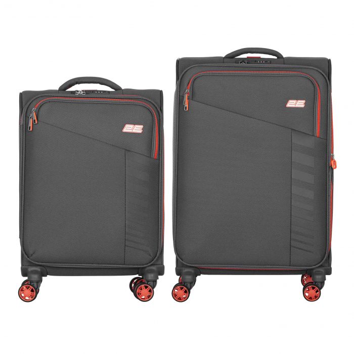 Набір валіз 2E, Trek, (M+S), TSA, 4 колеса, + 2 рюкзаки Cabin (2E-BPET-CABIN-GR), поліестр, сірий