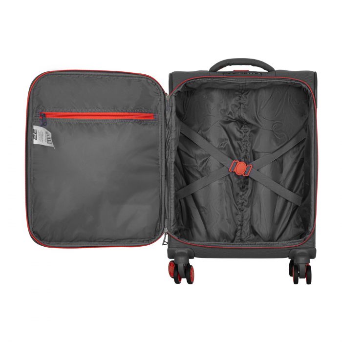Валіза 2E, Trek, поліестер, мала, 35л, TSA, 4 колеса, сірий