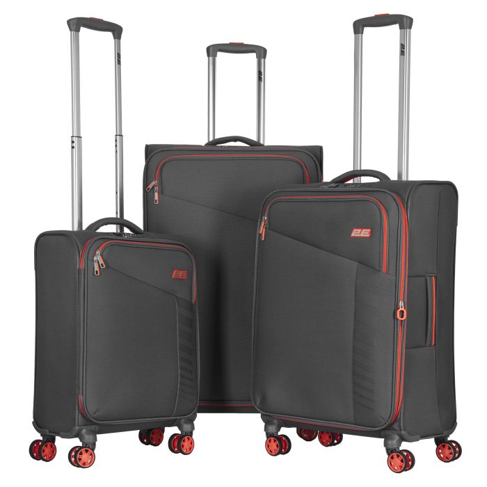 Валіза 2E, Trek, поліестер, мала, 35л, TSA, 4 колеса, сірий