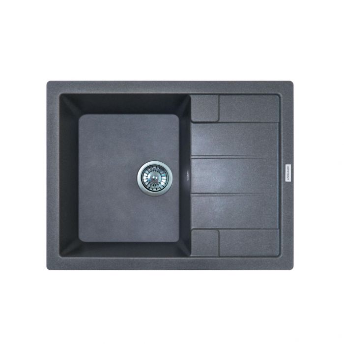 Мийка кухонна Adamant Anila, штучний камінь, прямокут., з крилом, 645х495х200мм, чаша - 1, врізна, сірий