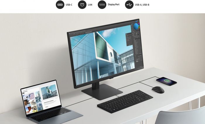 Монітор Samsung 27" S60UD HDMI, DP, USB, USB-C, MM, IPS, 2560x1440, 100Hz, 1ms