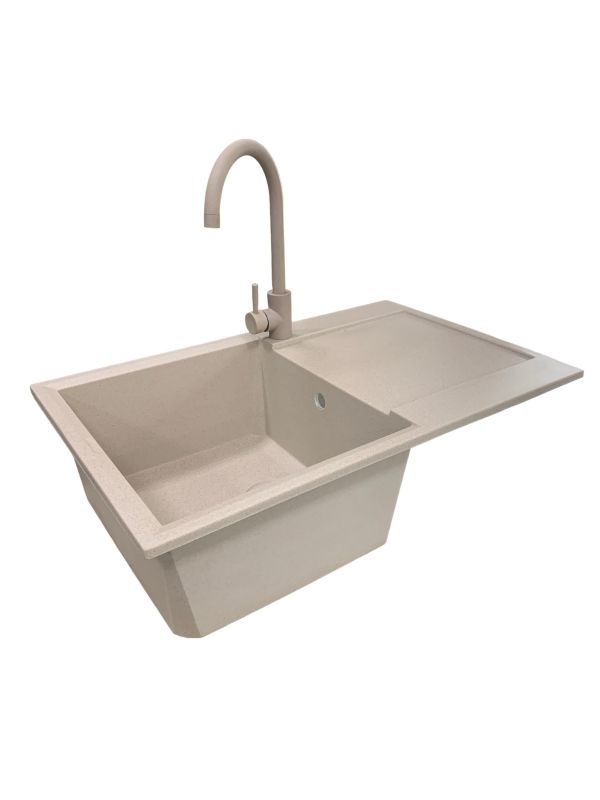 Мийка кухонна Adamant Horizon, штучний камінь, прямокут., з крилом, 780х495х230мм, чаша - 1, врізна, Avena