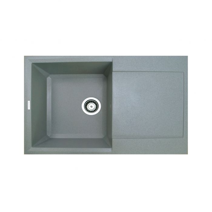 Мийка кухонна Adamant Horizon, штучний камінь, прямокут., з крилом, 780х495х230мм, чаша - 1, врізна, сірий