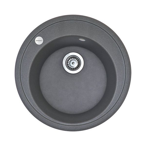 Мийка кухонна Adamant Sun, штучний камінь, кругла, без крила, 510x200мм, чаша - 1, врізна, сірий