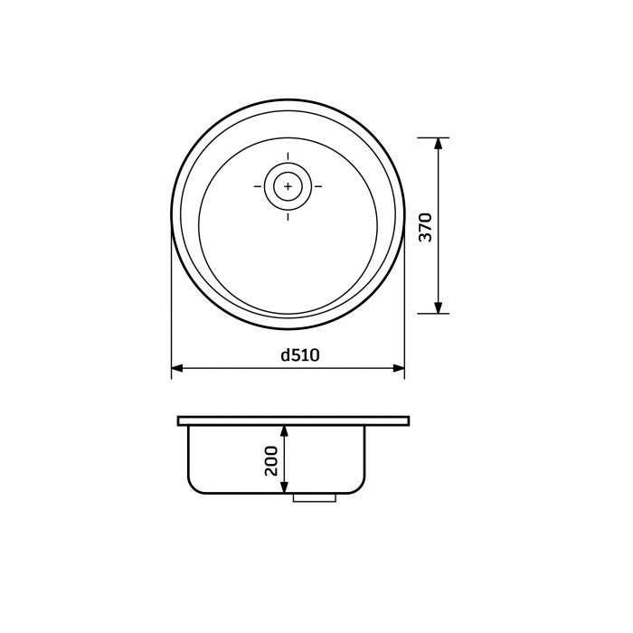 Мийка кухонна Adamant Sun, штучний камінь, кругла, без крила, 510x200мм, чаша - 1, врізна, сірий