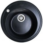 Мийка кухонна Adamant Sun, штучний камінь, кругла, без крила, 510x200мм, чаша - 1, врізна, чорний