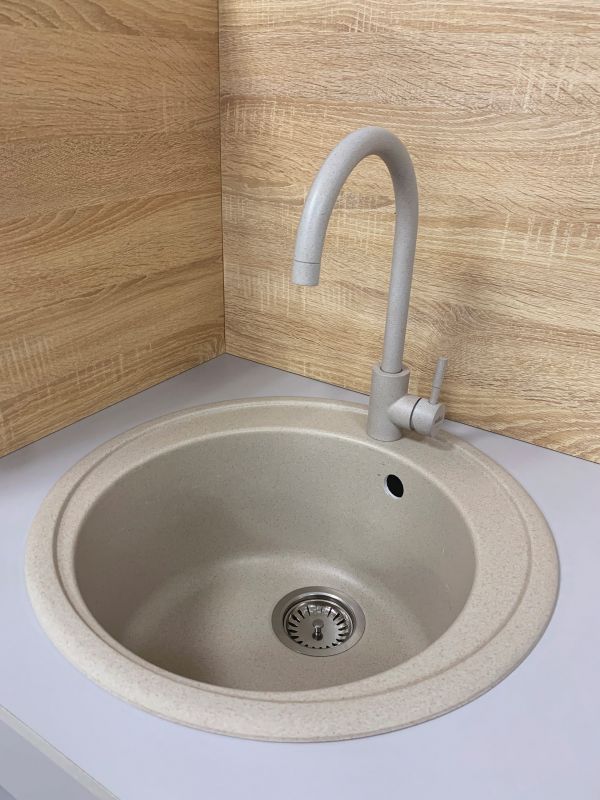 Набір кухонна Adamant Sun, штучний камінь, кругла, без крила, 510x200мм, чаша - 1, врізна, Avena + змішувач