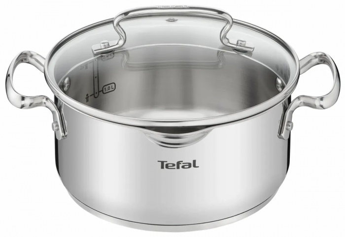 Каструля Tefal DUETTO+, 2.9л, з кришкою, нержавюча сталь, скло