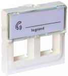 Лицьова панель Legrand Mosaic, для конектора 2хRJ45 Keystone, білий