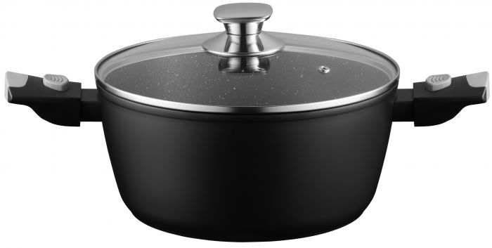 Каструля зі скляною кришкою ARDESTO Gemini Bari, 3.9л, алюміній, чорний
