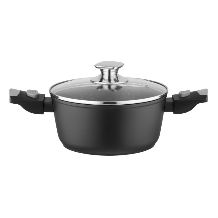 Каструля зі скляною кришкою ARDESTO Gemini Bari, 2.5л, алюміній, чорний