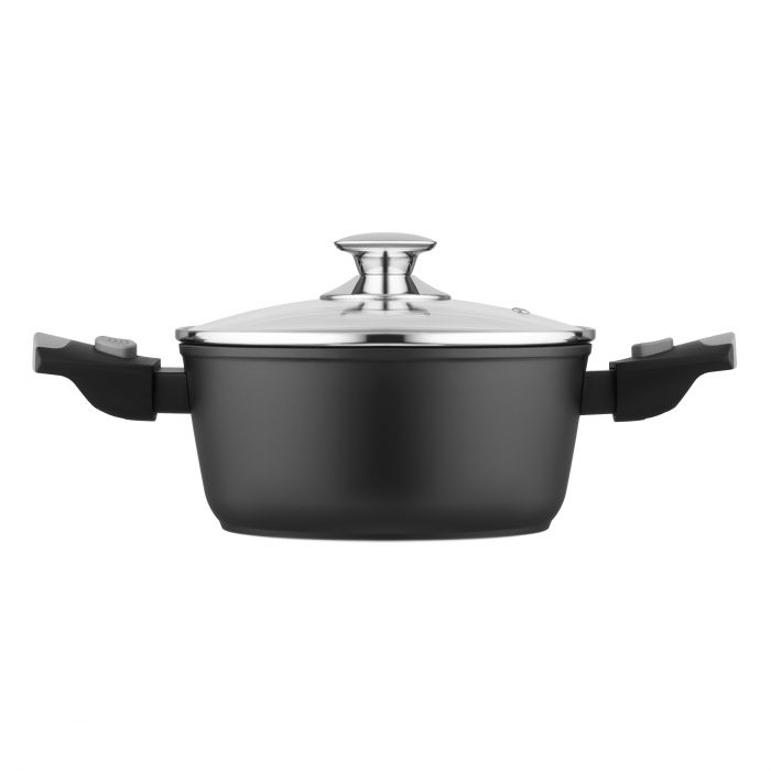 Каструля зі скляною кришкою ARDESTO Gemini Bari, 2.5л, алюміній, чорний
