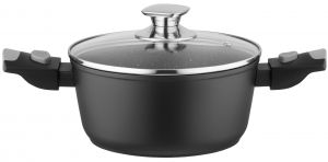 Каструля зі скляною кришкою ARDESTO Gemini Bari, 2.5л, алюміній, чорний