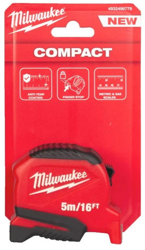 Рулетка Milwaukee Pro Compact, 5мх16фтх25мм з фіксатором змотування, АБС-пластик