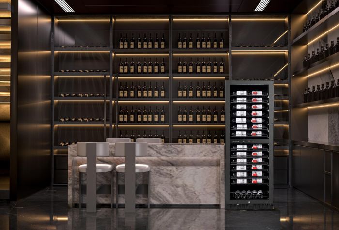 Холодильник Philco для вина,176x60x68, холод.відд.-418л, зон - 2, бут-131, диспл, підсвітка, чорний