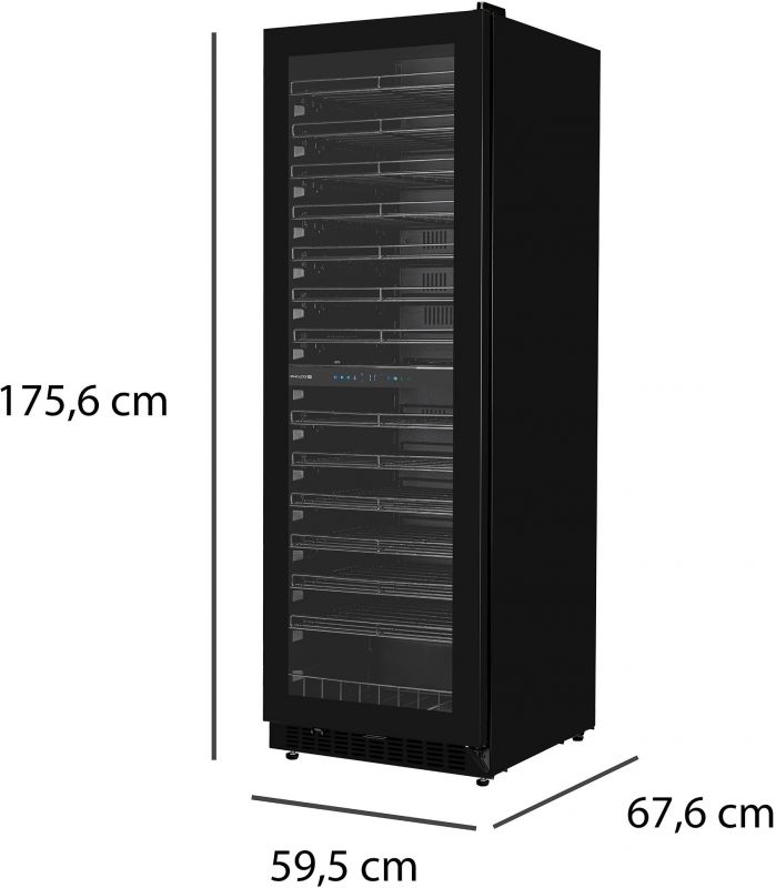 Холодильник Philco для вина,176x60x68, холод.відд.-418л, зон - 2, бут-131, диспл, підсвітка, чорний