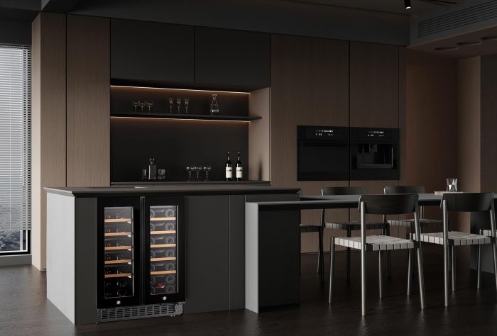 Холодильник Philco для вина, 87x60x57, холод.відд.-116л, зон - 2, бут-40, диспл, підсвітка, чорний