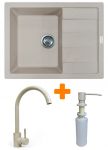 Набір кухонний Adamant Anila, штучний камінь, прямокут., з крилом, 645х495х200мм, чаша - 1, врізна, Avena + змішувач та дозатор