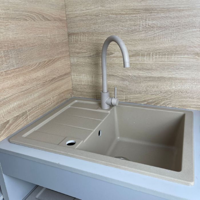 Набір кухонний Adamant Anila, штучний камінь, прямокут., з крилом, 645х495х200мм, чаша - 1, врізна, Сахара + змішувач та дозатор