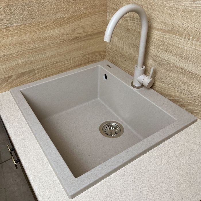 Набір кухонний Adamant Univer, штучний камінь, квадрат, без крила, 560х500х200мм, чаша - 1, врізна, Avena + змішувач