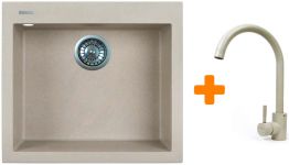 Набір кухонний Adamant Univer, штучний камінь, квадрат, без крила, 560х500х200мм, чаша - 1, врізна, Avena + змішувач