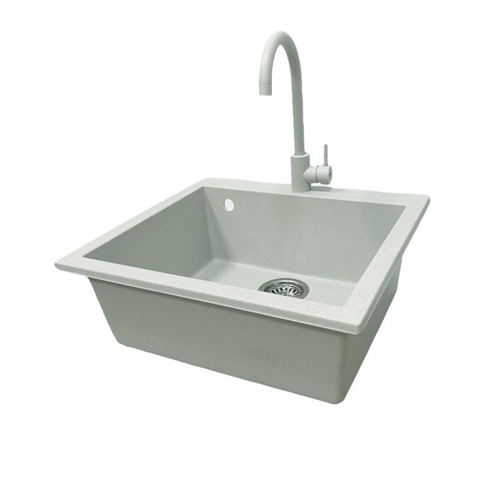 Набір кухонний Adamant Univer, штучний камінь, квадрат, без крила, 560х500х200мм, чаша - 1, врізна, Old stone + змішувач