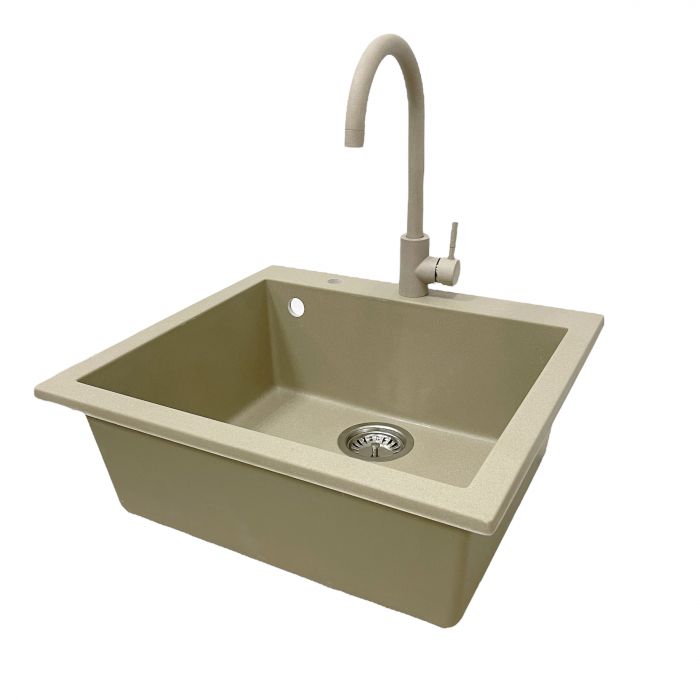 Набір кухонний Adamant Univer, штучний камінь, квадрат, без крила, 560х500х200мм, чаша - 1, врізна, Сахара + змішувач