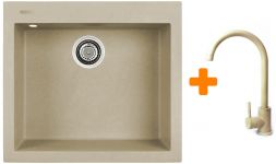 Набір кухонний Adamant Univer, штучний камінь, квадрат, без крила, 560х500х200мм, чаша - 1, врізна, Сахара + змішувач