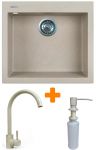 Набір кухонний Adamant Univer, штучний камінь, квадрат, без крила, 560х500х200мм, чаша - 1, врізна, Avena + змішувач та дозатор