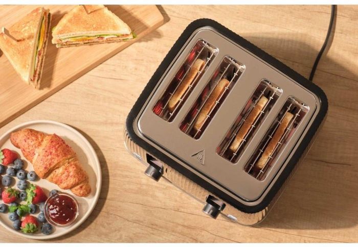 Тостер Sencor 1860Вт, підігрів, розморожування, 4 слоти, пластик, чорний