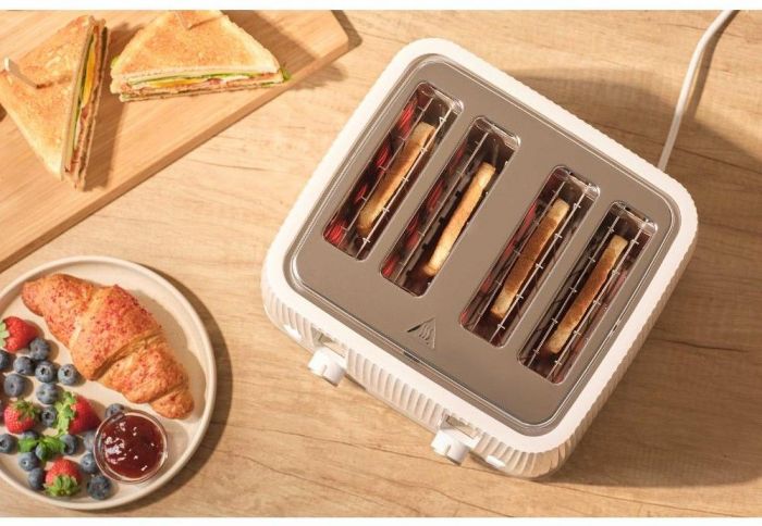 Тостер Sencor 1860Вт, підігрів, розморожування, 4 слоти, пластик, білий